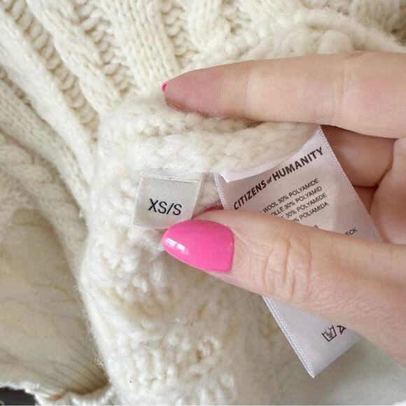 Citizens of Humanity Zola Aran Cable-Knit Chunky Turtleneck Sweater Sz XS/S - Picture 7 of 14